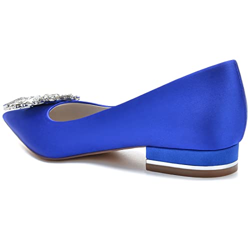 Pointed Toe Wedding Flats, Rhinestone Satin Bridal Shoes, Slip-On Prom Evening Party Dress Shoes, Bridal Pumps4