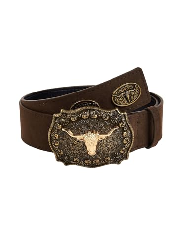 Women's Retro Western Belts Carved PU Leather Medium Waist Cowgirl Belts for Jeans