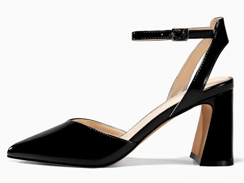 Image of Juliet Holy Womens Closed Toe Heels Chunky Block Heel Ankle Strap Pumps Slingback Heeled Sandals