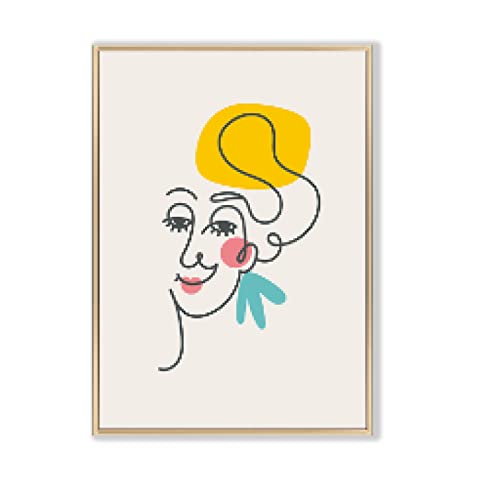 Affiche Visage Ligne Neutre 40x60cm Décoration Toile Moderne Sans Cadre
