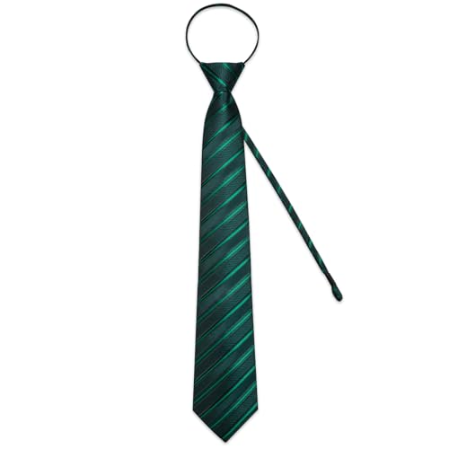Image of DiBanGu Mens Zipper Ties Silk Adjustable Necktie Pocket Square