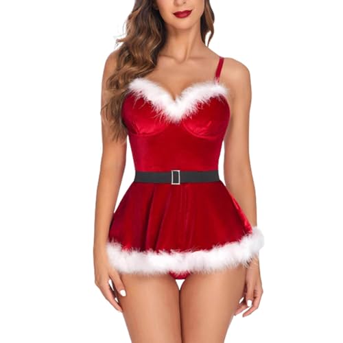 Robe Père Noël Sexy Lingerie Costume Mère Tenue Douce pour La Peau