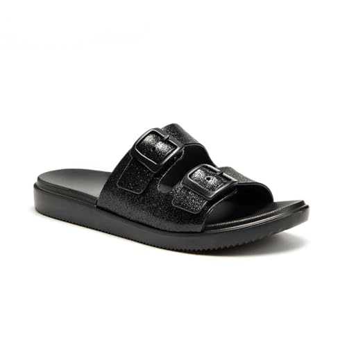 Summer 2025 Glittering Platform Buckle Design Slide Slippers Gifts Back To School Non-slip Adjustable Walking Shoes for Indoor & Outdoor Comfortable Barefoot Footwear Trending Fashion