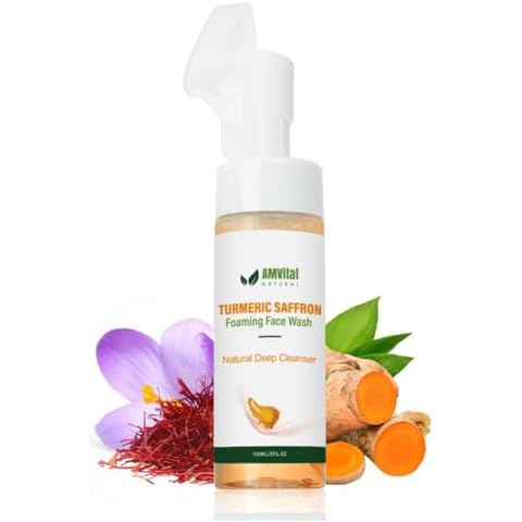 AMVital Turmeric Saffron Foaming Face Wash, Nourished Skin - Gentle Cleansing Moisturizing Cleanser with Natural Ingredients including Turmeric - Suitable for All Skin Types Cover