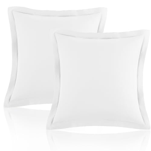 Homiest White Euro Sham Covers 26x26 Inch Set of 2 Wide Flange