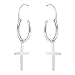 AeraVida Sterling Silver Cross Charm Hoop Earrings for Women | Mini Christian Faith Jewelry with 925 Stamp | Lightweight Everyday Religious Dangle Hoops