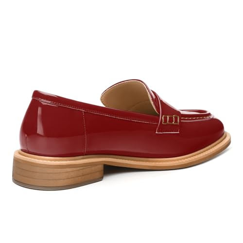 Image of JUSTDANNI Loafers for Women Slip On Shoes with Round Toe 1.2-Inch Low Chunky Block Heel Patent Comfortable Casual Dress Pump Shoes for Wedding Party Work Shopping Dating