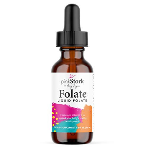 Pink Stork Liquid Folate: Organic Lemon Peel Folate, Prenatal Vitamins for Healthy Development
