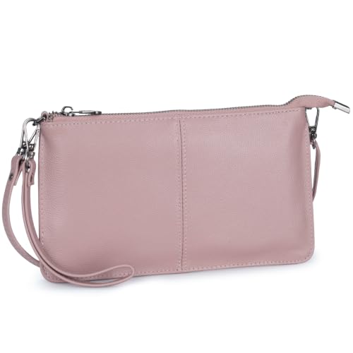 Image of Bveyzi Genuine Leather Wristlet Purses for Women, Envelope Clutch Wallet Small Crossbody Bags for Dressy Evening