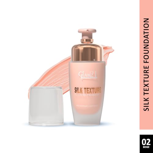 Image of Glam21 Silk Foundation-Lightweight Hydrating Oil-free Formula for Long-lasting Makeup | Balance Skin pH Level | SPF35 UV Protection | Suitable for All Skin Type| 50gm, Beige