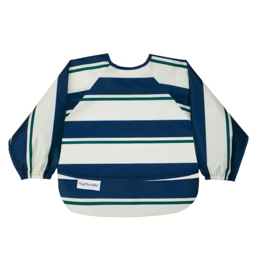 Image of Tiny Twinkle Long Sleeve Bib for Babies & Toddlers | Waterproof Smock Bib for Eating | Machine Washable & Mess-Proof Feeding Essentials | Newborn Shower Gift (Rugby Stripes, 6-24M)