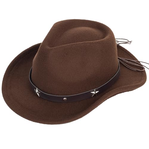 Kids Western Cowboy-Hats Retro-Brown-Felt Hat Little Boy Rodeo-Cowgirl-Hat Outback-Country for 4-8Years Girls Boys4
