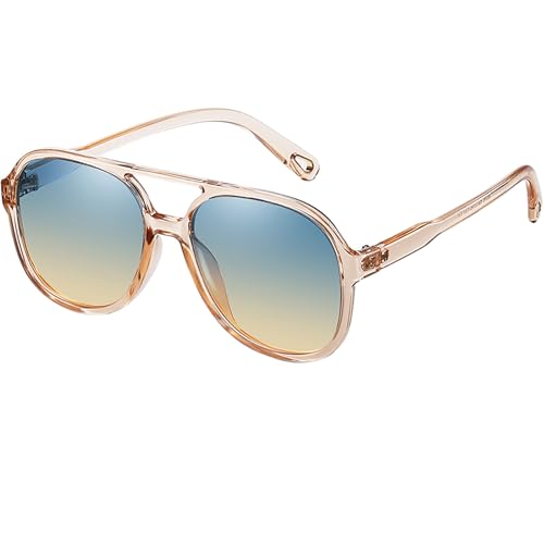 Image of Onrtry Retro Polarized Aviator Sunglasses for Women Men Classic 70s Vintage Trendy Square Sun Glasses Shades