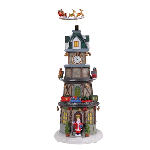 Xinsheinelry Figura de caja de música giratoria de Navidad, adorno de fiesta de Navidad, decoración de festival de resina brillante para cumpleaños