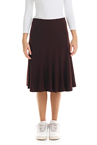 Esteez Womens A-Line Skirt - Knee Length A-Line Skirts For Women Summer - Womens Brown A-Line Skirt - Midi Skirt - Skirts For Women Trendy - Stretchy Skirt Florence (Ex802159 Espresso Small) #TOP19