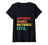 awesome since october 1976 men women 1976 birthday years old maglietta con collo a v