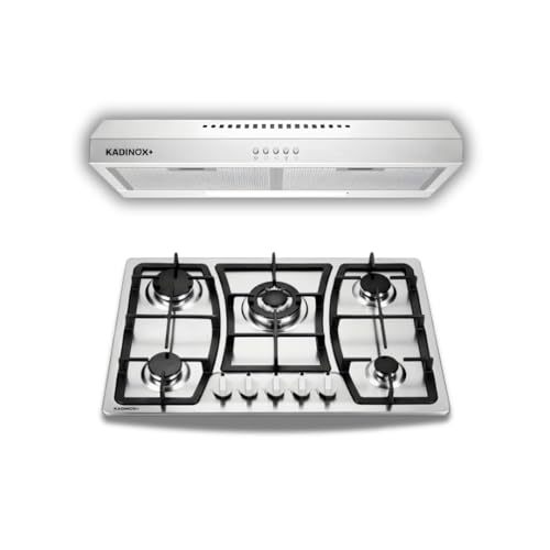 Listado de Parrilla y Campana , listamos los 10 mejores. 43 Combo Parrilla De Gas 5 Quemadores Y Campana Extractora De Pared 76cm Color Plateada Acero Inoxidable De Lujo