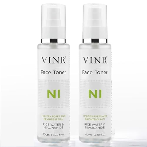 Image of VINR 10% Niacinamide & 1% Hylauronic Acid Rice Water Face Toner Pore Tightening & Glowing Skin Oil Control | Hydrating Facial Toner for Acne-Prone, Sensitive & All Skin Types | Women & Men -200ml (Pack of 2 )