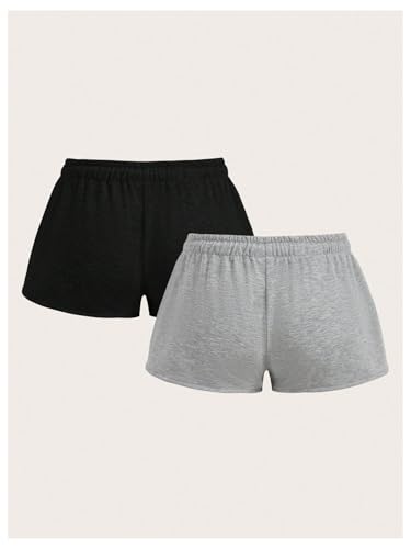 Women's 2 Packs Drawstring Waist Sweat Shorts Low Rise Workout Track Shorts Casual Lounge2