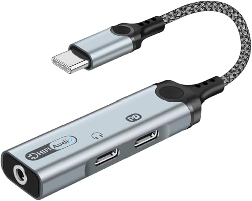 Image of Wefly 3-in-1 Type C to 3.5mm Earphone Adapter - Dual Type C Headphone Jack with PD 60W Fast Charging Splitter for 1Phone 17 /17 Pro /17 Pro Max /16 /15, Galaxy S26 /S25 /S24 /S23, 1Pad (MH340)