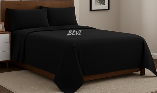 Image of BEVI - Home Premium Solid Plain Single Bedsheet with 1 Pillow Cover 300 TC Microfiber for Single Bed | Size (60 inch x 90 inch) Slate Black