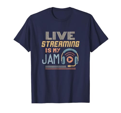 Live Streaming - Funny Web Streamer T-Shirt, Men, Navy Blue, 6X-Large