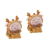 Alipis 2 Piezas De Adorno De Paraíso De Cerdo Mini Figuras De Animales Jardines De Hadas Figura Decorativa De Animal De Cerdo Mini Adornos para Pasteles En Miniatura Adorno De