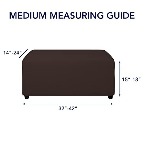 Image of PureFit Stretch Rectangle Ottoman Cover Footstool Cover, Chocolate