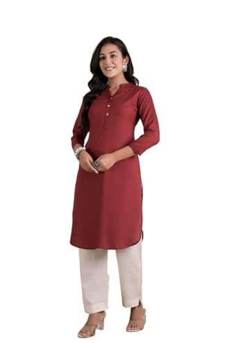 Image of Armiya Rayon Solid Straight Kurta /Kurti for Women & Girls