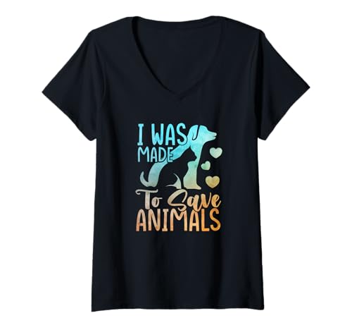 Damen Animal Rescue Save Animals Advocate Hund Katze T-Shirt mit V-Ausschnitt