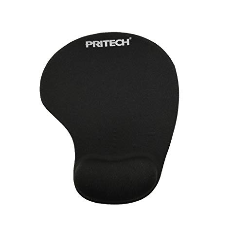 PRITECH - Tapis de Souris Ergonomique avec Coussin Repose-Poignet et Base en Caoutchouc antiglisse, Support en Gel Ergonomique pour réduire la Fatigue (Black)