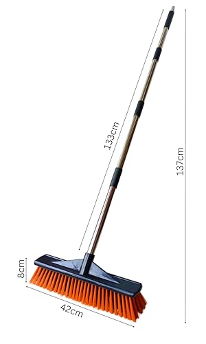 Image of Heavy Duty Large Cleaning Brush Push Broom with Durable PVC Bristles, 54 inch Tough Stainless Steel Long Handle for Outdoor, Garage, Deck, Driveway, Walkway, Balcony, Industrial, Wet & Dry Use