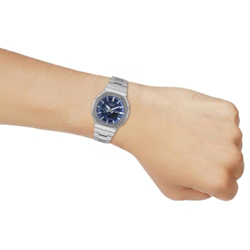 Image of Casio G-Shock GM-B2100AD-2ADR Bluetooth Analog-Digital Blue Dial Men Watch Silver Stainless Steel Strap (G1563)