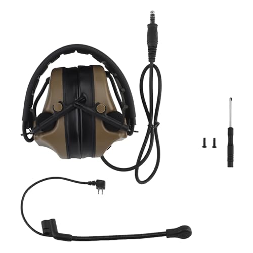 AHTCPO Auriculares TáCticos Plegables con MicróFono y Orejeras Resistentes para ComunicacióN en Tiro y Caza(Brown)