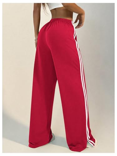 Women's Y2K Baggy Sweatpants Wide Leg Track Pants Striped Low Rise Drawstring Pant Joggers Streetwear2