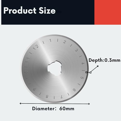 SKS-7 Titanium Coated 10 Packs 60mm Pack Rotary Cutter Blades Replacement for Fits Olfa, Fiskar, Martelli, Truecut Cutter Patchwork Tool, Perfect for Cuts Fabric, Sewing, Leather and Paper