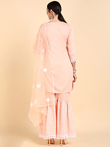 Image of Vaamsi Women's Poly Silk Ethnic Motifs Embroidered Straight Kurta Set with Dupatta