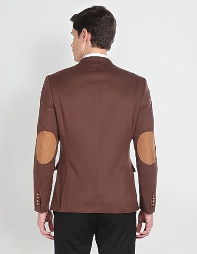 Image of Arrow Men's Red Textured Notch Collar Long Sleeve Formal Polyester Slim Fit Blazer