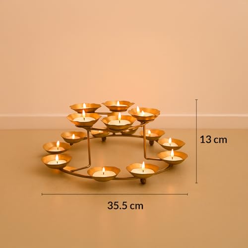 Image of MARKET 99 Metal Tree T-Light Holder Black & Gold | Artistic Decorative Candle Stand for Diwali & Christmas | Modern Tabletop Home Decor Accent for Weddings, Birthdays & Ambient Lighting
