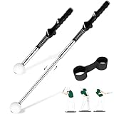 KALAUTO Golf Grip Swing Training Aid - Retractable Click Club Trainer Indoor Practice Warm Up Stick Flexible Telescopic Short Club Tempo Sound Release Trainer Devices with Swing Practice Strap, black