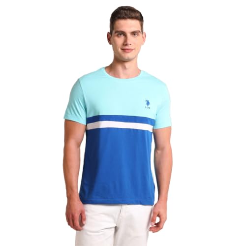 Image of U.S. Polo ASSN. Knitted Slim Fit Cotton T-Shirts for Men - Breathable & Comfortable, Half Sleeves Mens Casual T Shirts