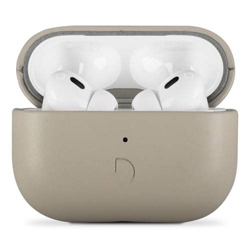 DECODED Étui en Cuir pour AirPods Pro 3, Fabriqué en Cuir ECCO Premium, Compatible avec MagSafe, Indicateur de Charge LED, Rechargeable sans Fil, Résistant aux Rayures, Gris