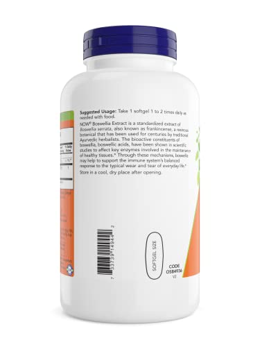 Now Boswellia Serrata Extract 500 Mg, 200 Softgels - Tree Gum Resin In Mct Oil Base - Herbal Supplement #TOP2