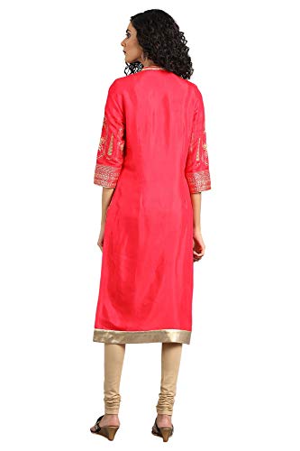 Image of W Wishful Pink Mandarin Neck Printed Kurta