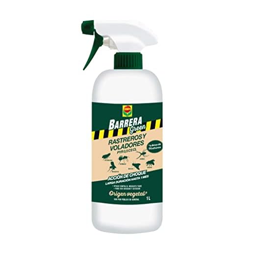 COMPO Insecticida en spray contra mosquitos, Barrera Green Voladores y Rastreros, Larga duración, 1 L