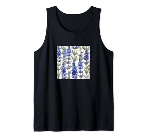 Anise Hyssop Flower Watercolor Pattern Graphic Tank Top