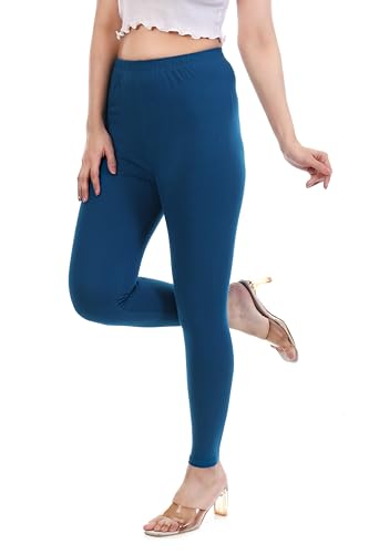 Image of TPF Women Solid Cotton Lycra Stretchable Leggings | Comfortable Ankle-Length Slim Fit Leggings for Women & Girls | Soft, Breathable Wear Bottoms