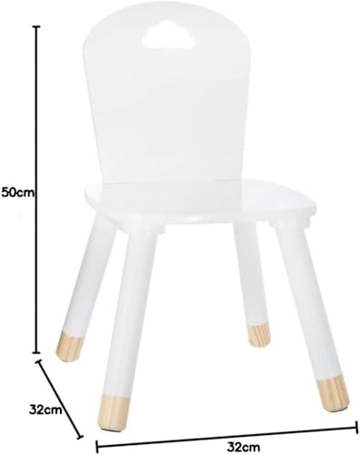 Miniatura 3 de Well Home - Set De 2 Sillas De Madera Para Niños - Decoración Nube - Color Blanco Y Marrón, 32x50x32cm