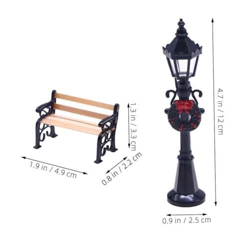 CAXUSD 1 Satz Puppenhausmöbel Weihnachtsmikrolandschaft Puppenhaus-straßenlaterne Dorffeenlampe Weihnachts-miniaturfiguren Zuglaterne Mini-straßenpost Modelle Hölzern Plastik Laternenmast – Bild 3