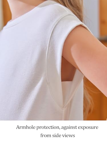 Haloumoning Girls Cap Sleeve Tops Summer Crewneck Tank Tops Cute T-Shirt Blouse 5-14 Years4